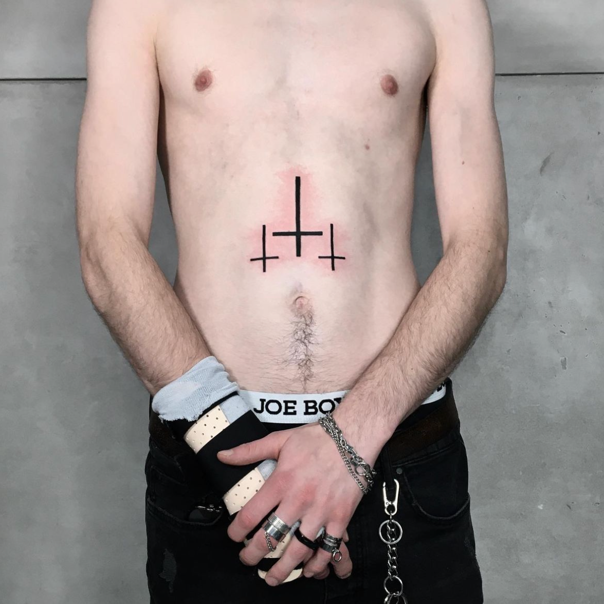 Cross Peony Semi-Permanent Tattoo