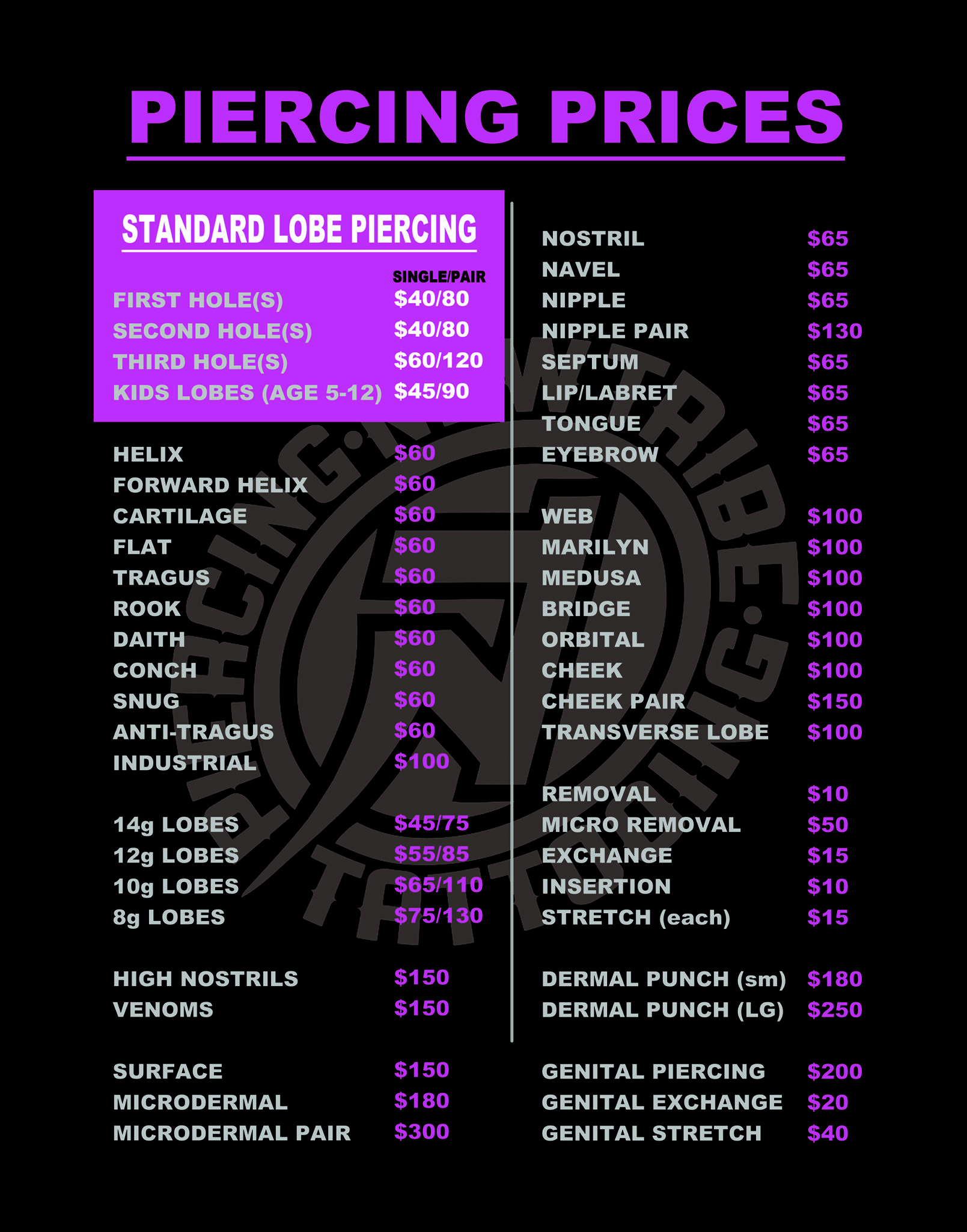 Piercing Prices